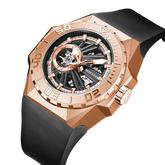 Rose Gold 43mm Japan NH36A Automatic Movement Waterproof Wristwatch - Reef Tiger RGA6903-S Skeleton Dive Watch